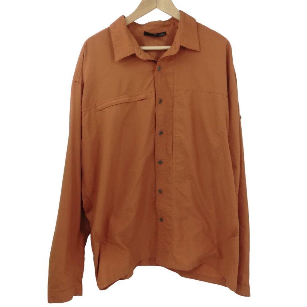 Mountain Hardwear Long Sleeve Vented Fishing Shirt Size XXL Button Up Orange